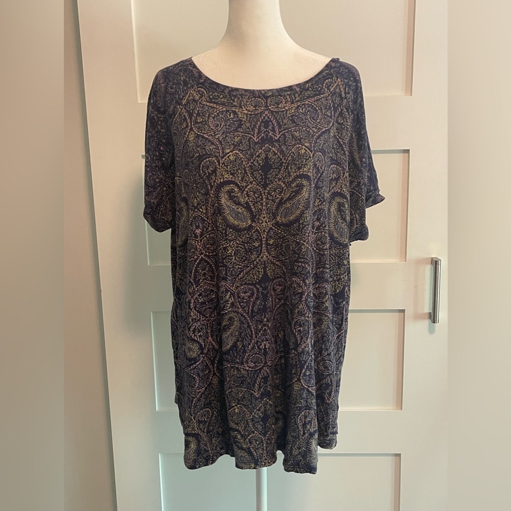 Lucky Brand Paisley Printed Short Sleeve Size 2X